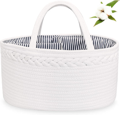 Diaper Caddy Organizer, Cotton Rope Nursery Baby Basket, Changing Table Organizer for Baby Diaper Storage, Diaper Nursery Storage Bin for Baby Stuff, Baby Shower Gifts