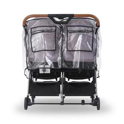 Double Stroller Rain Cover Side by Side Universal, Stroller Accessories Rain Cover for Double Pram Pushchair Outdoor Travel, Waterproof and Windproof Weather Shield for Baby Car Raincover