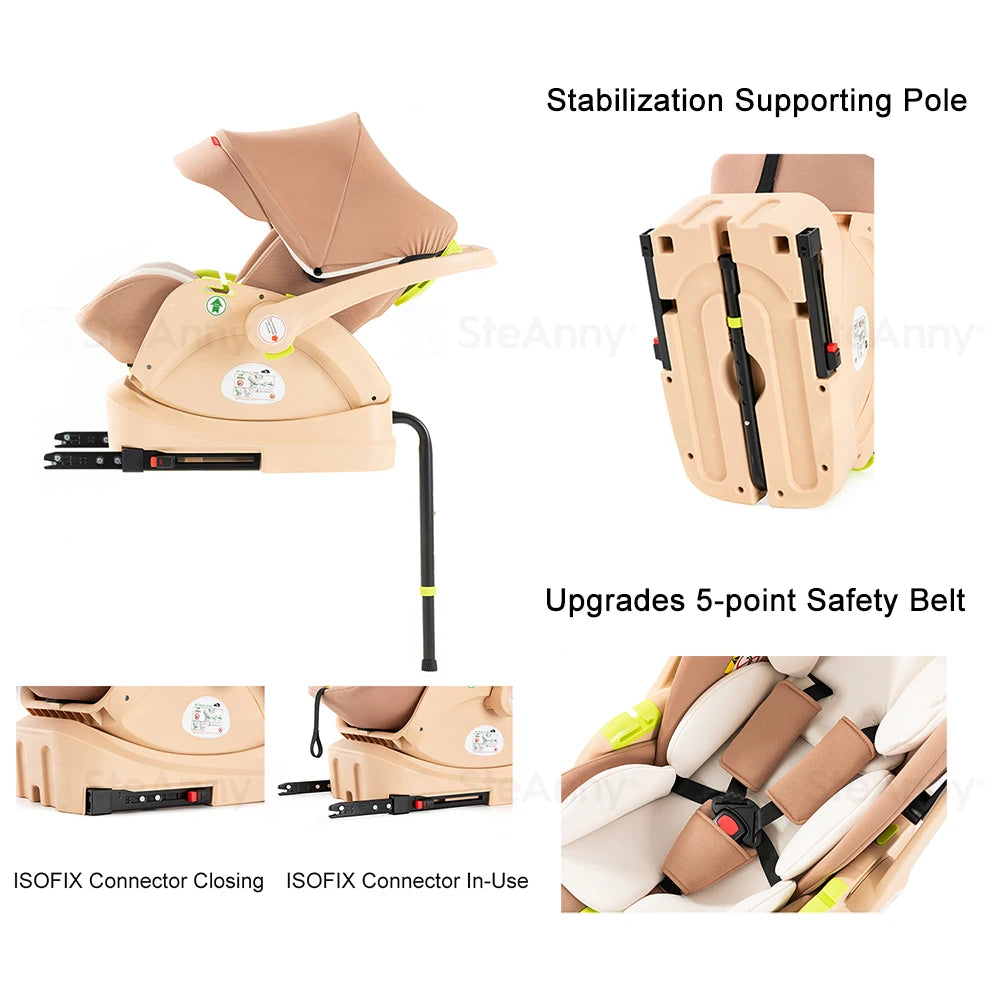 3 in 1 Baby Stroller,Baby Travel System,Baby Carriage 3In1 with Isofix Base,Foldable Newborn Pram,Reversible Standard Stroller