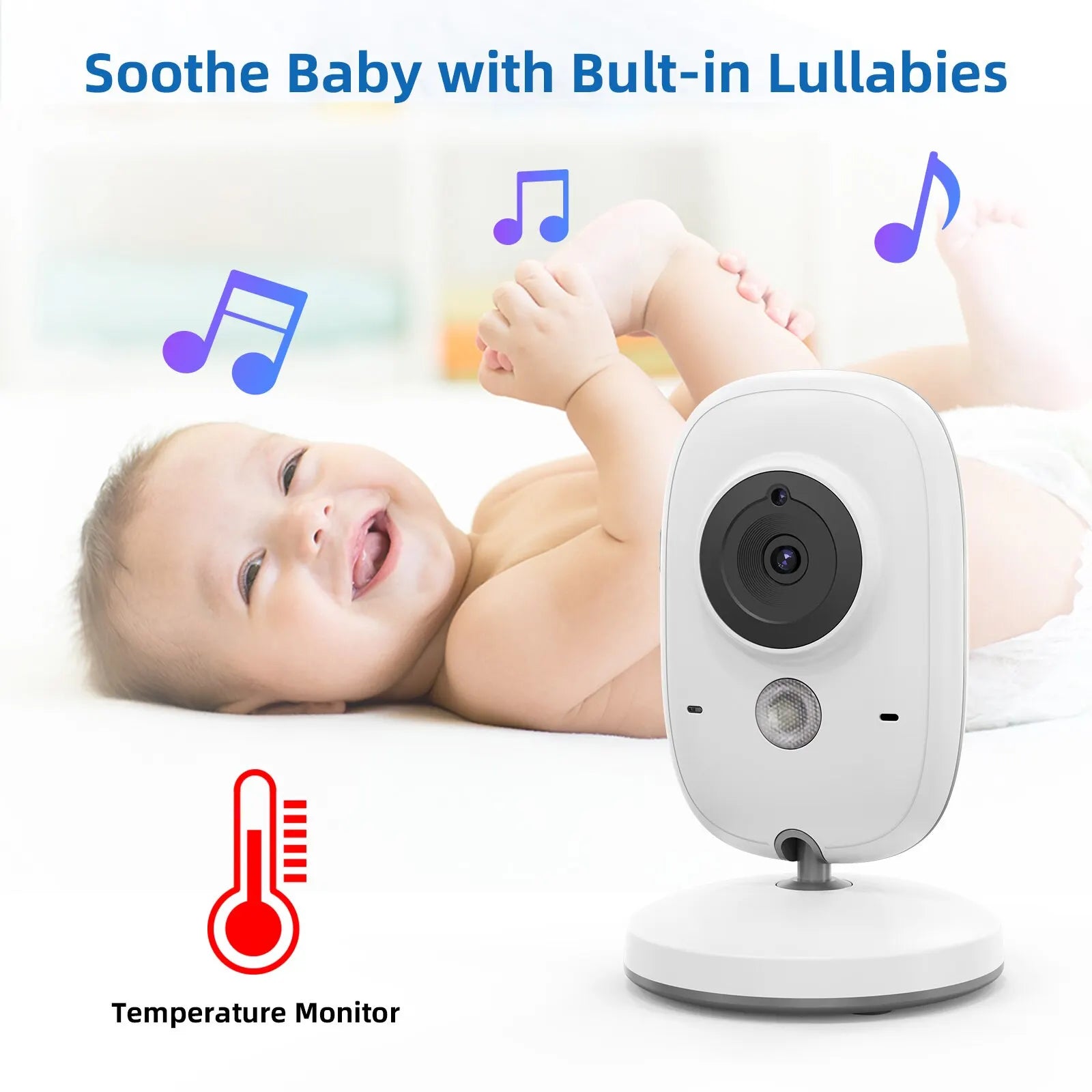 3.2 Inch Wireless Video Baby Monitor with Lullabies Auto Night Vision Two Way Intercom Temperature Monitoring Babysitter