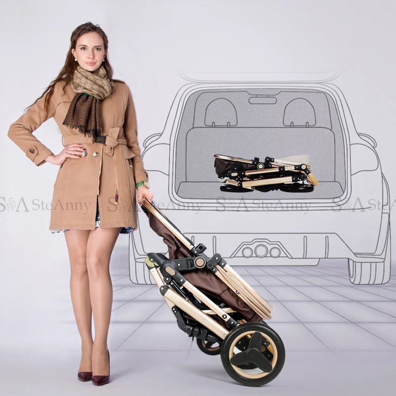 3 in 1 Baby Stroller,Baby Travel System,Baby Carriage 3In1 with Isofix Base,Foldable Newborn Pram,Reversible Standard Stroller