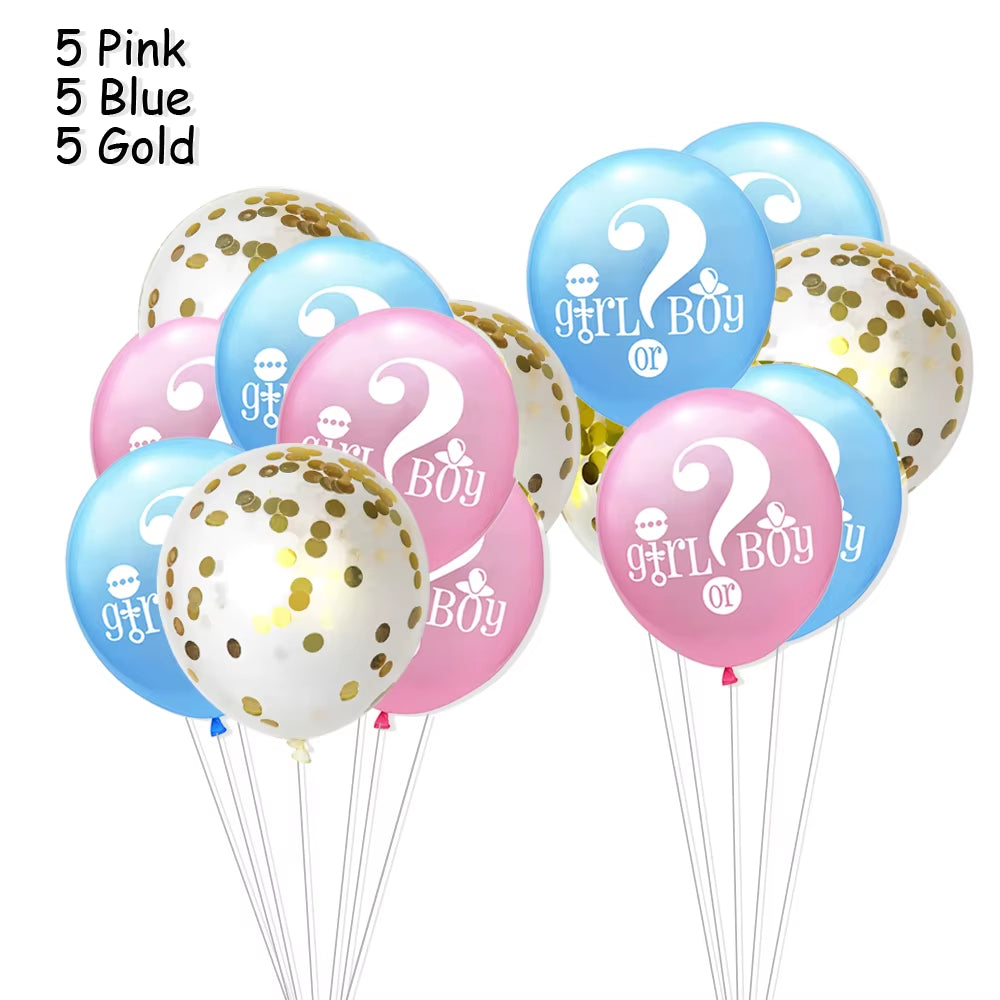 1 Set Giant Boy or Girl Gender Reveal Black Latex Balloon Baby Shower Confetti Ballons Birthday Gender Reveal Party Decoration