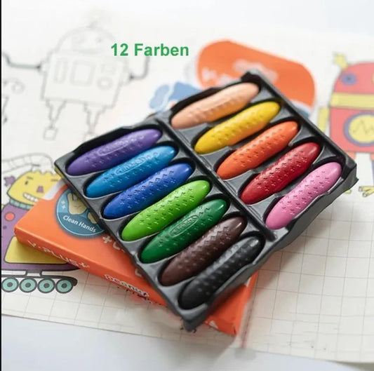 Colorful Peanut Crayons Washable Drawing Set Kids Wax Pencils Oil Pastels Children'S Paintbrush Gift Box Graffiti Doodle Toys