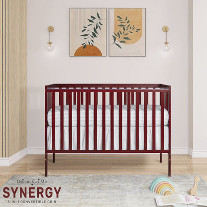 Synergy 5-In-1 Convertible Crib in Cherry, Greenguard Gold Certified