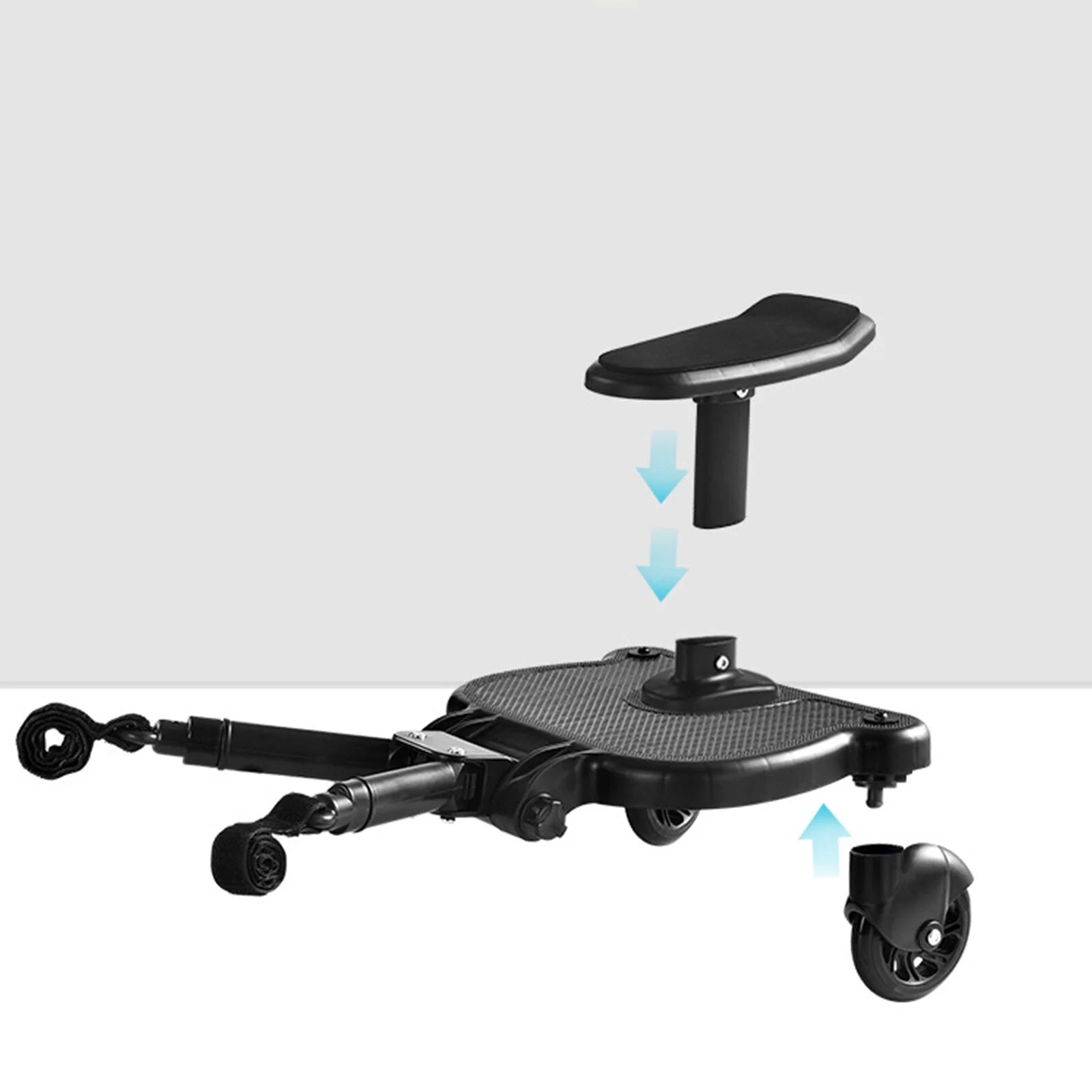 Universal Stroller Board 2 in 1 Stroller Ride Board Buggy Wheeled Board Seat Pedal Buggy Board with Seat Auxiliary Pedal Adapter Pushchair Connector Anti-Slip, Max Load 55Lbs