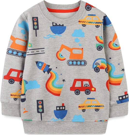 Toddler Boy Cotton Crewneck Long Sleeve Sweatshirt Christmas Clothing 2-7T