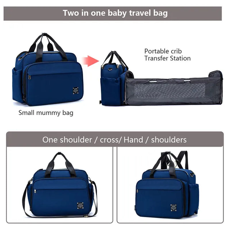 2020 NEW Mommy Multifunctional Portable Diaper Mommy Bag Folding Baby Travel Large Handbag Baby Bed Diaper Changing Pad