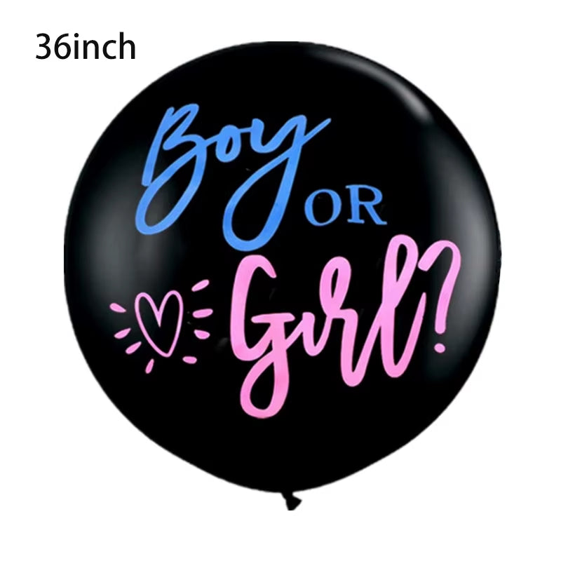 1 Set Giant Boy or Girl Gender Reveal Black Latex Balloon Baby Shower Confetti Ballons Birthday Gender Reveal Party Decoration
