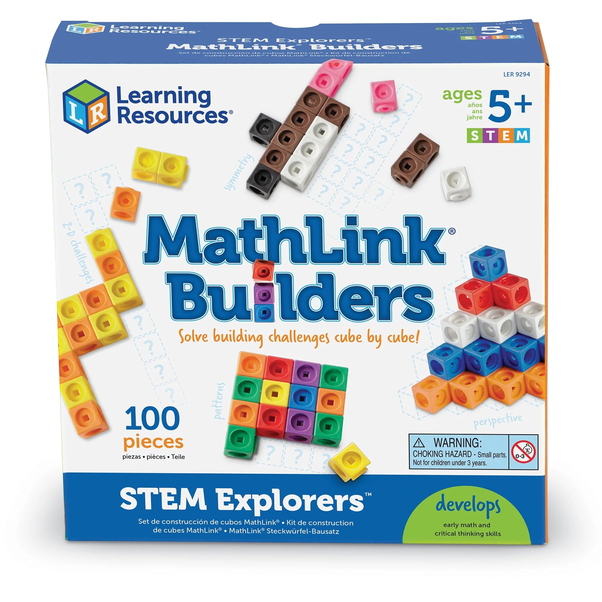 STEM Explorers Mathlink Builders, 100 Pieces, Boys and Girls Ages 5+ STEM Toys for Kids, Math Manipulatives