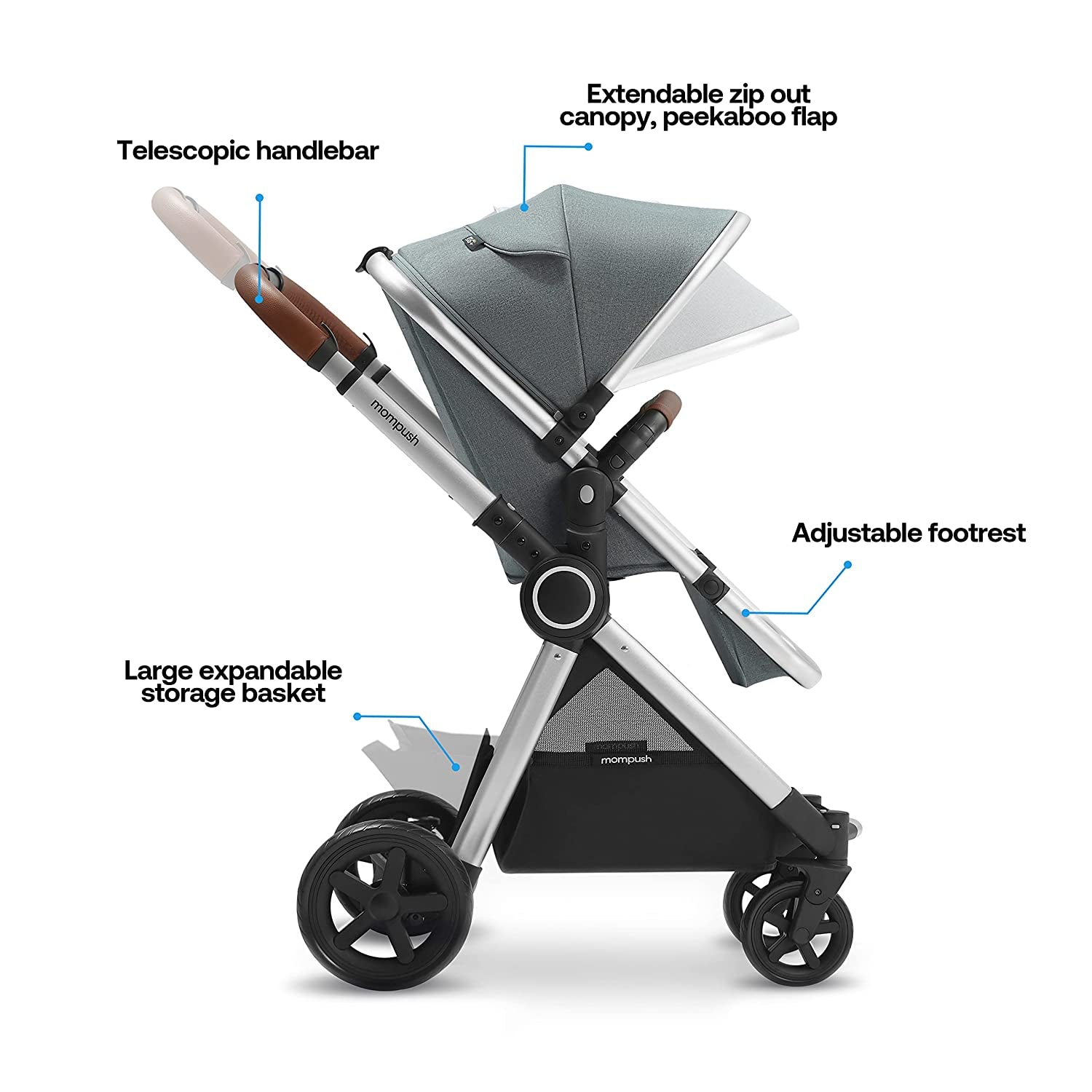 Ultimate2 Baby Stroller for Toddler with Removable Bassinet, Reversible Stroller Seat - Full-Size for Comfortable Outings with Baby - Smooth Glide Bassinet Stroller
